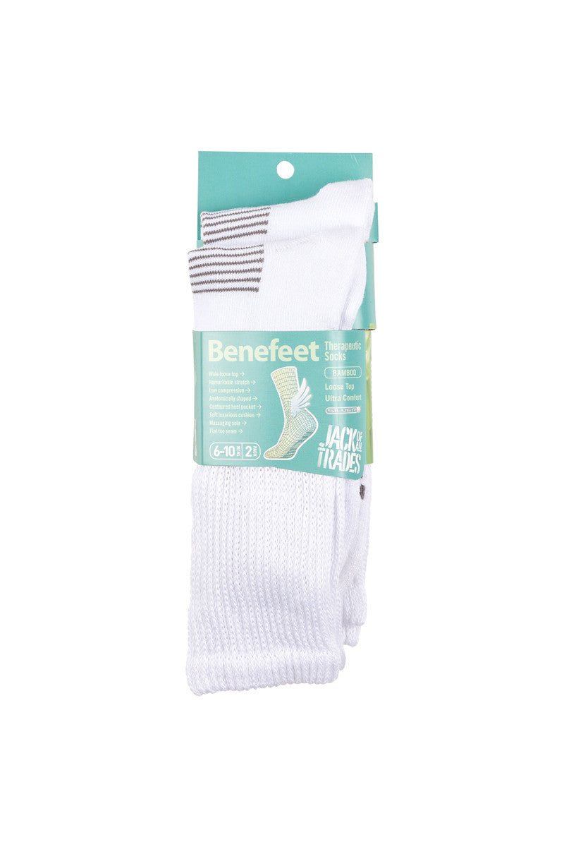 Bamboo Top to Toe Comfort- 2 Pack- Massaging Sole- White