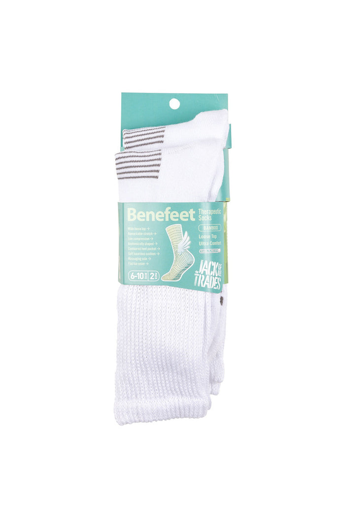 Bamboo Top to Toe Comfort- 2 Pack- Massaging Sole- White