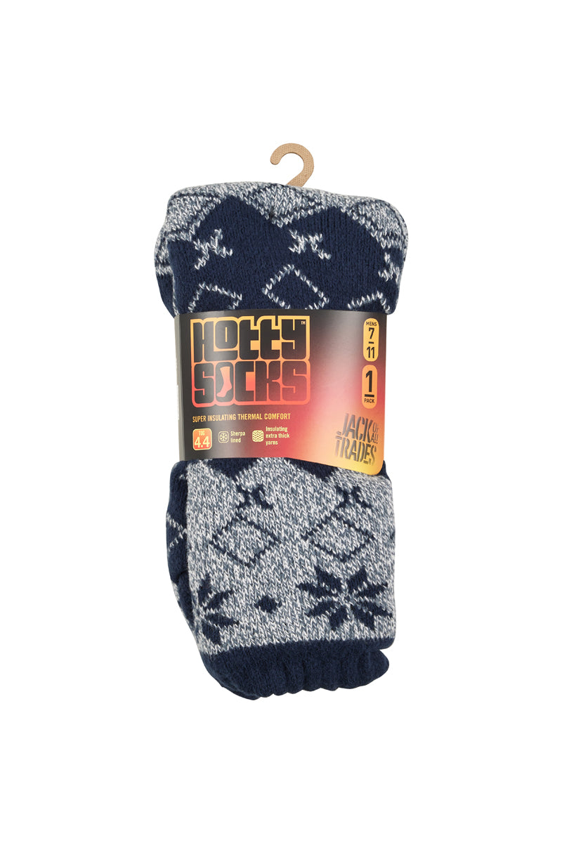 Soft Sherpa Hotty Socks- Snowflake- Blue