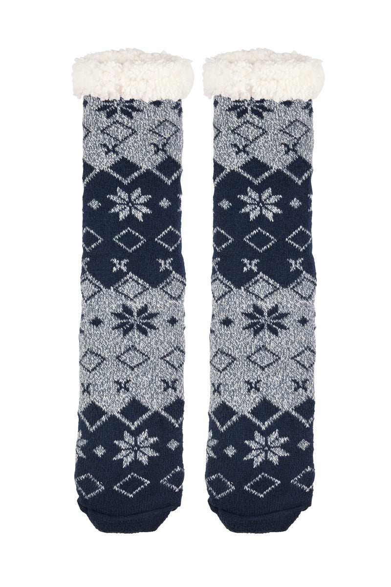 Soft Sherpa Hotty Socks- Snowflake- Blue