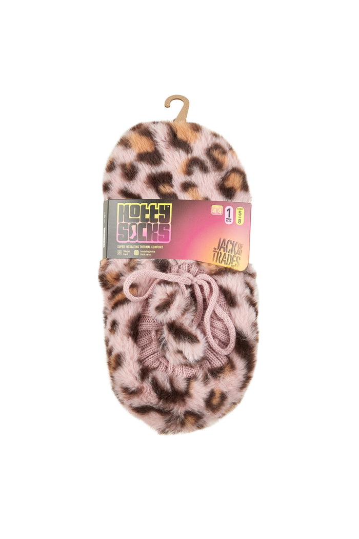Pink Leopard Sherpa Hotty Socks