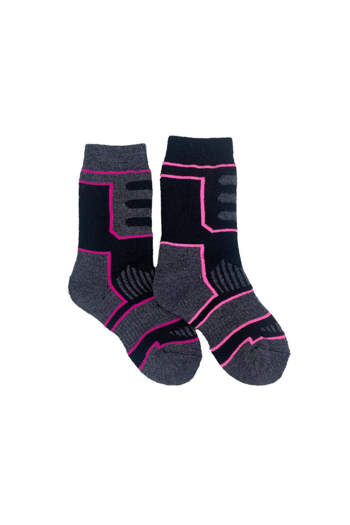 The Great Outdoors Wool Socks- 2 Pack- Black & Pink