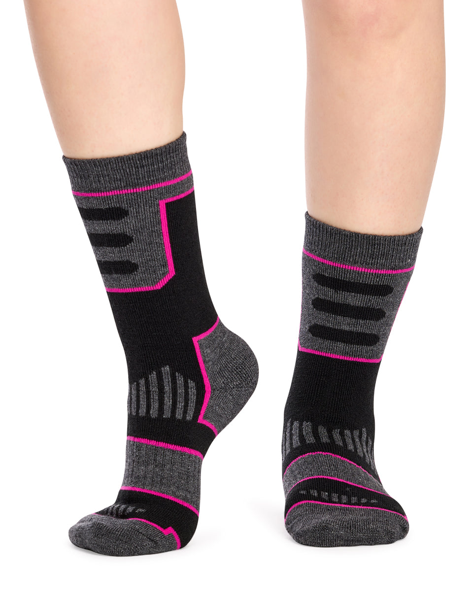 The Great Outdoors Wool Socks- 2 Pack- Black & Pink