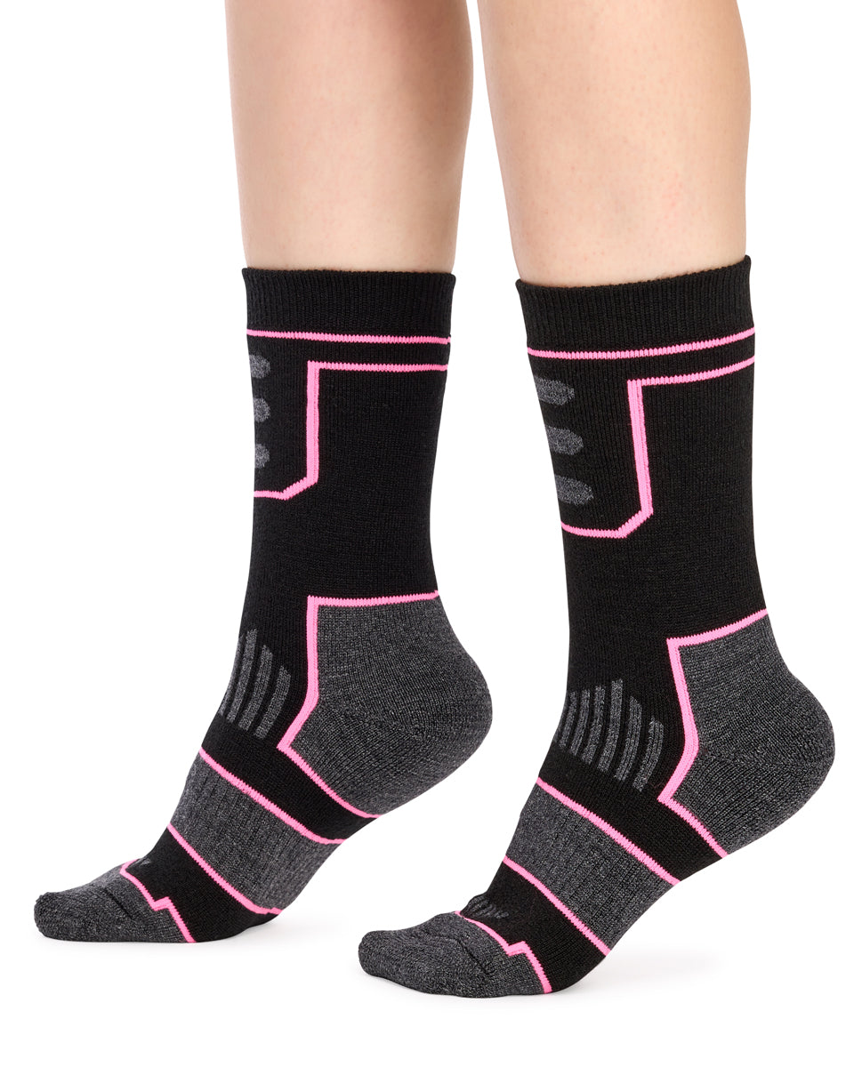 The Great Outdoors Wool Socks- 2 Pack- Black & Pink