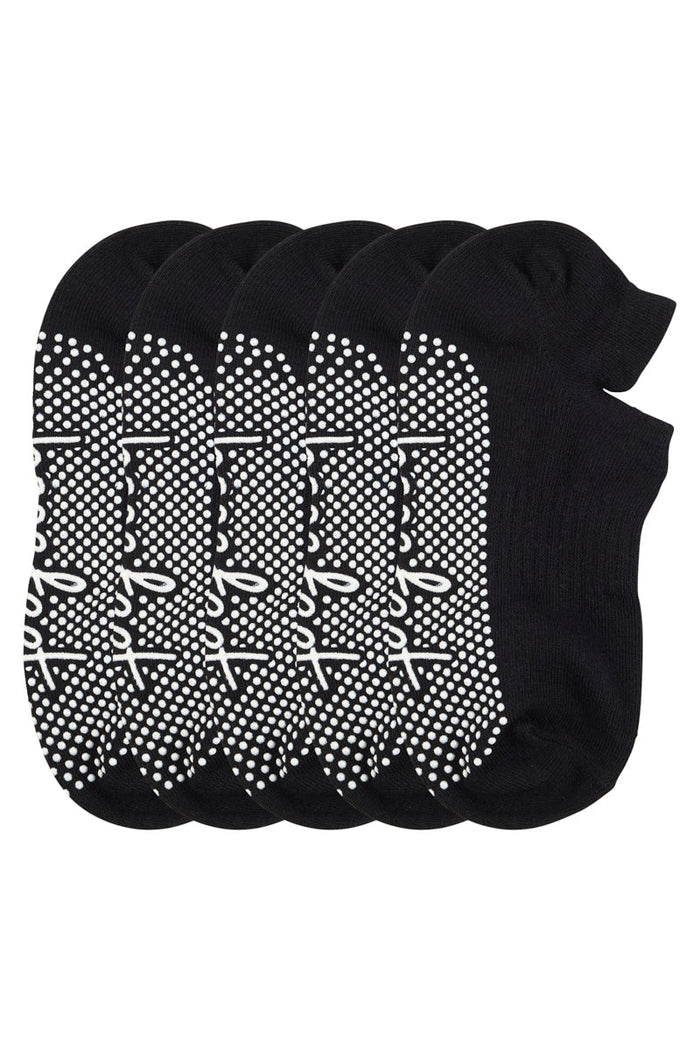 Cotton Grip Socks - 5 Pack- Lightweight - Black
