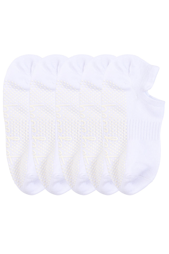 Cotton Grip Socks - 5 Pack- Lightweight - White