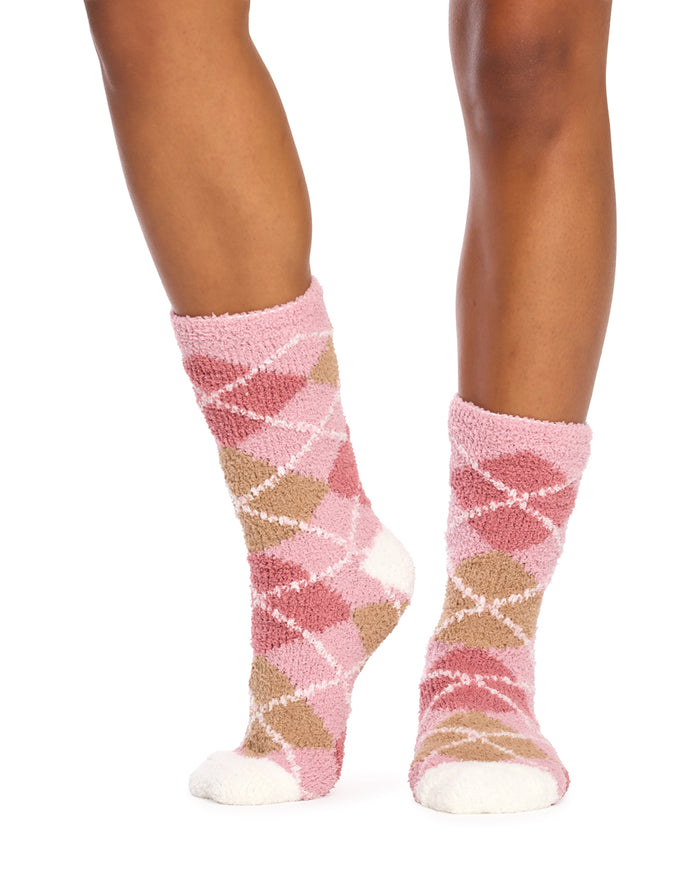 Fluffy Ankle Socks- 2 Pack - Argyle
