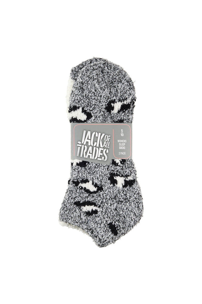 Fluffy Ankle Socks - 2 Pack - Speckle Leopard
