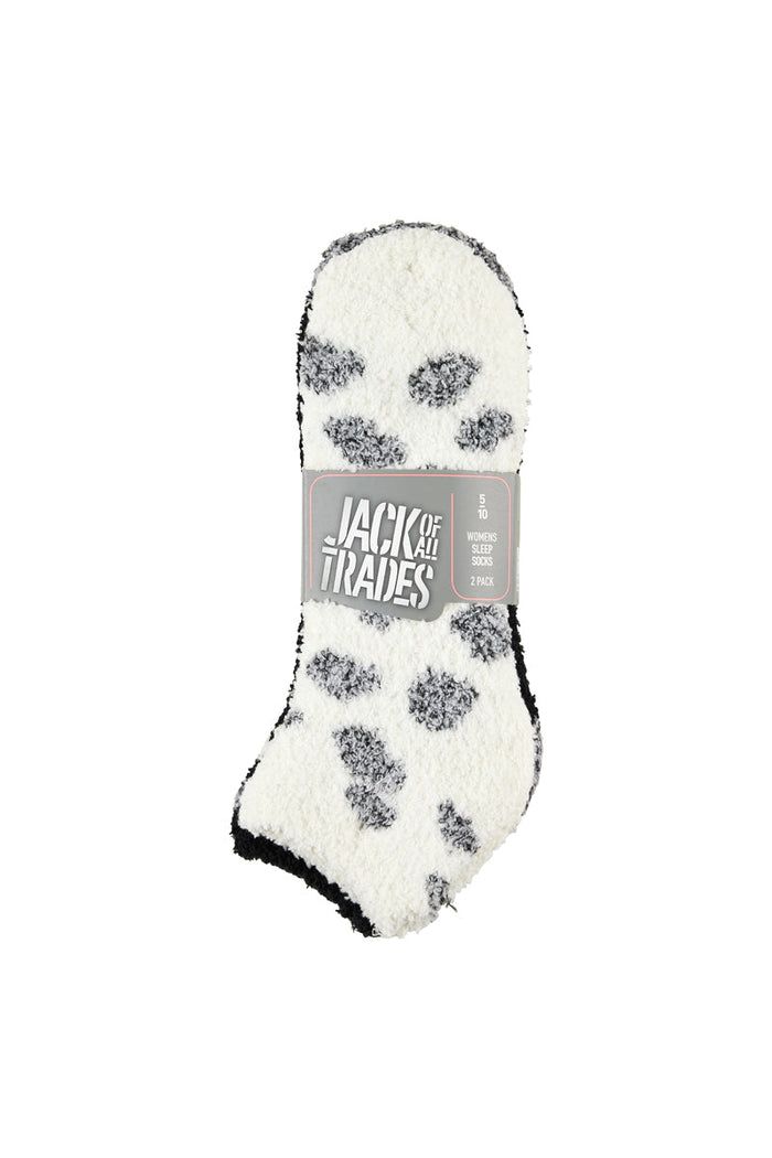 Fluffy Ankle Socks - 2 Pack - Snow Leopard