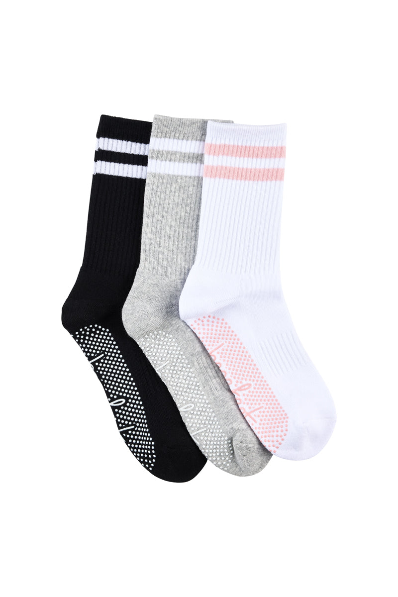 Women's Cotton Crew Pilates Socks 3 Pack