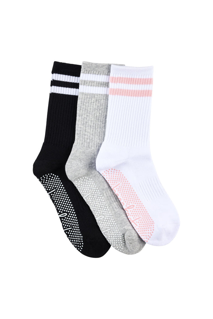 Women's Cotton Crew Pilates Socks 3 Pack - Core Gift Box