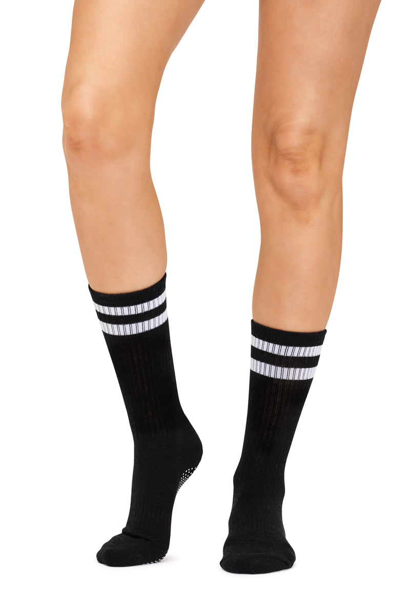 Cotton Retro Grip Socks -3 Pack- Cushion Sole - Mono + Pink