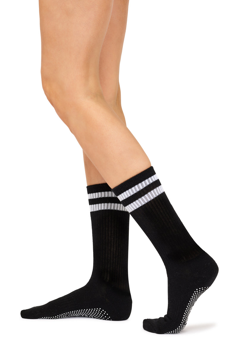 Cotton Retro Grip Socks -3 Pack- Cushion Sole - Mono + Pink