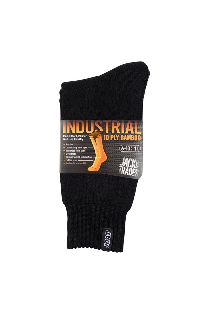 Bamboo Industrial 10ply Super Thick Socks- Black