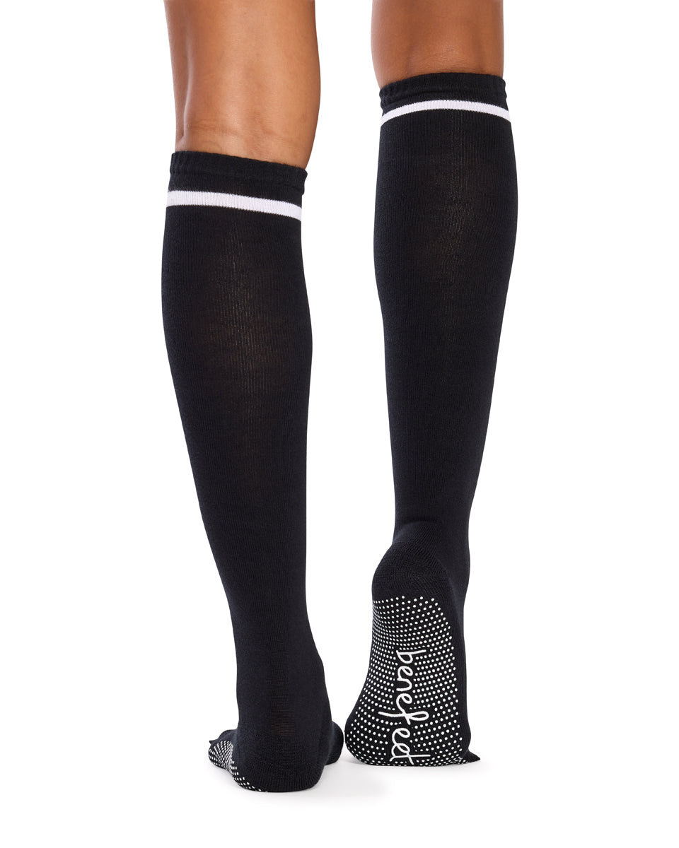 Women's Cotton Knee High Yoga & Pilates Socks with Grip Sole- Lotus