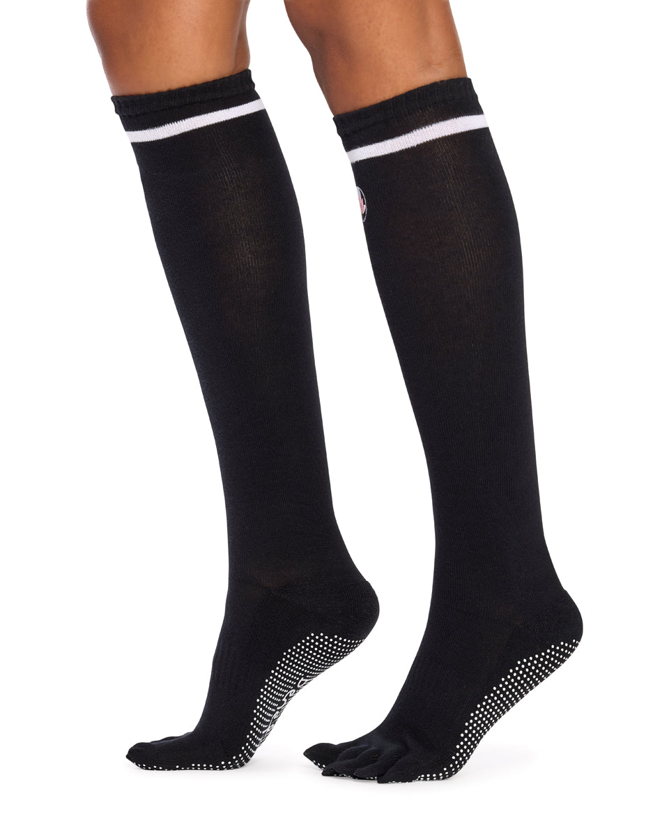 Women's Cotton Knee High Yoga & Pilates Socks with Grip Sole- Lotus