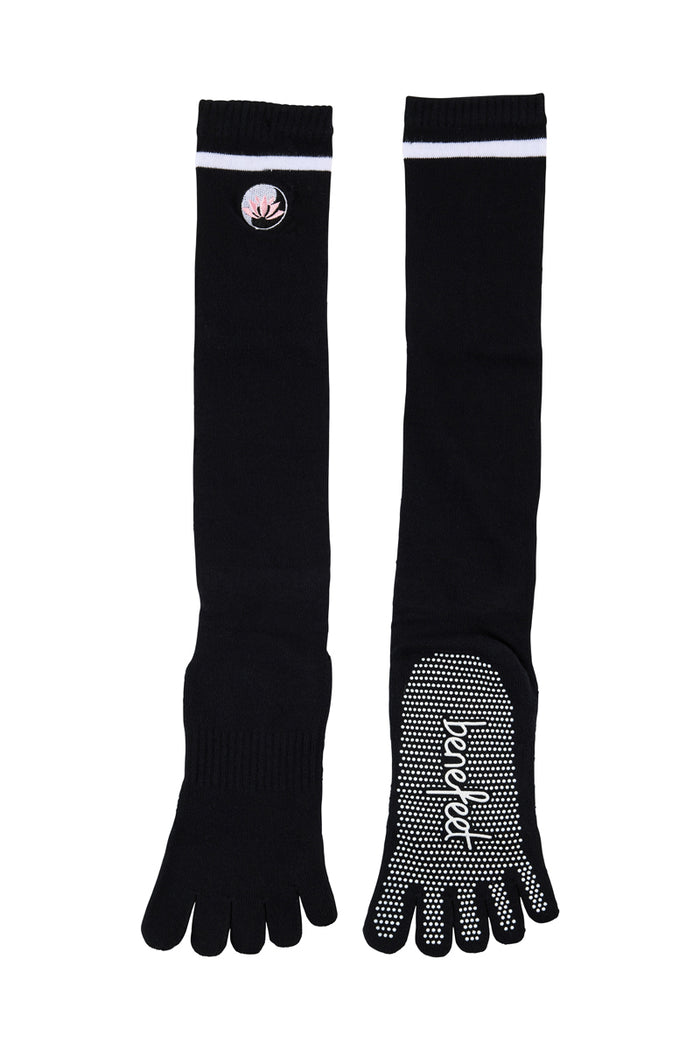 Women's Cotton Knee High Yoga & Pilates Socks with Grip Sole- Lotus