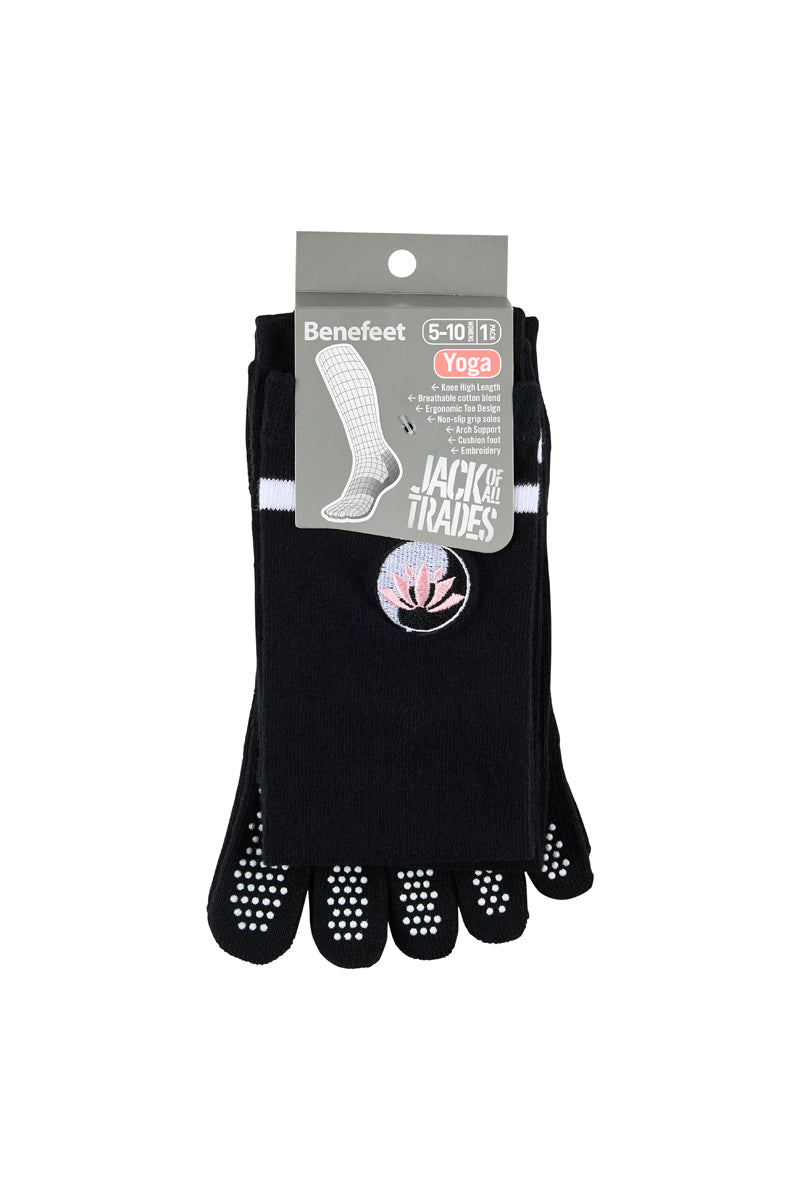 Women's Cotton Knee High Yoga & Pilates Socks with Grip Sole- Lotus