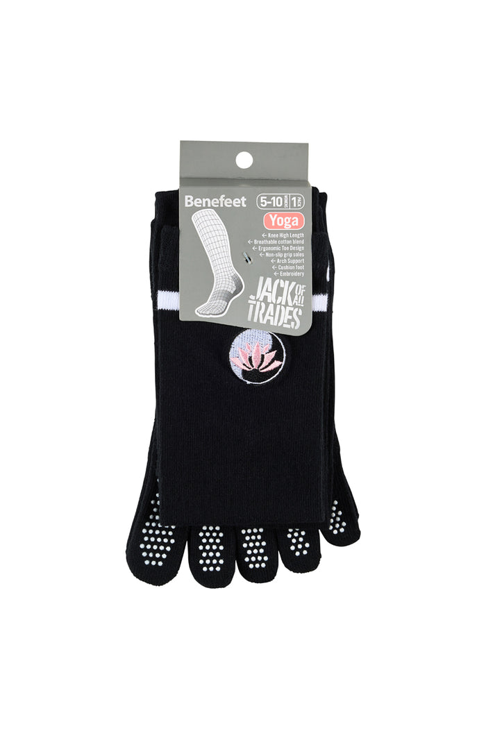 Women's Cotton Knee High Yoga & Pilates Socks with Grip Sole- Lotus