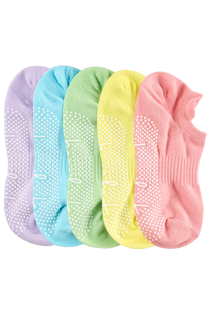 Cotton Grip Socks - 5 Pack- Lightweight-  -Spring Bloom