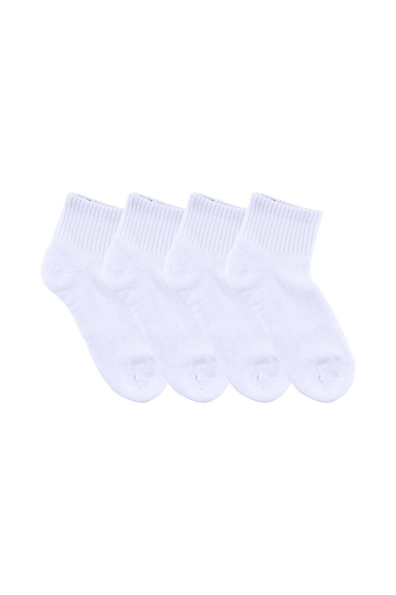 Sport 1/4 Crew- 4 Pack - White