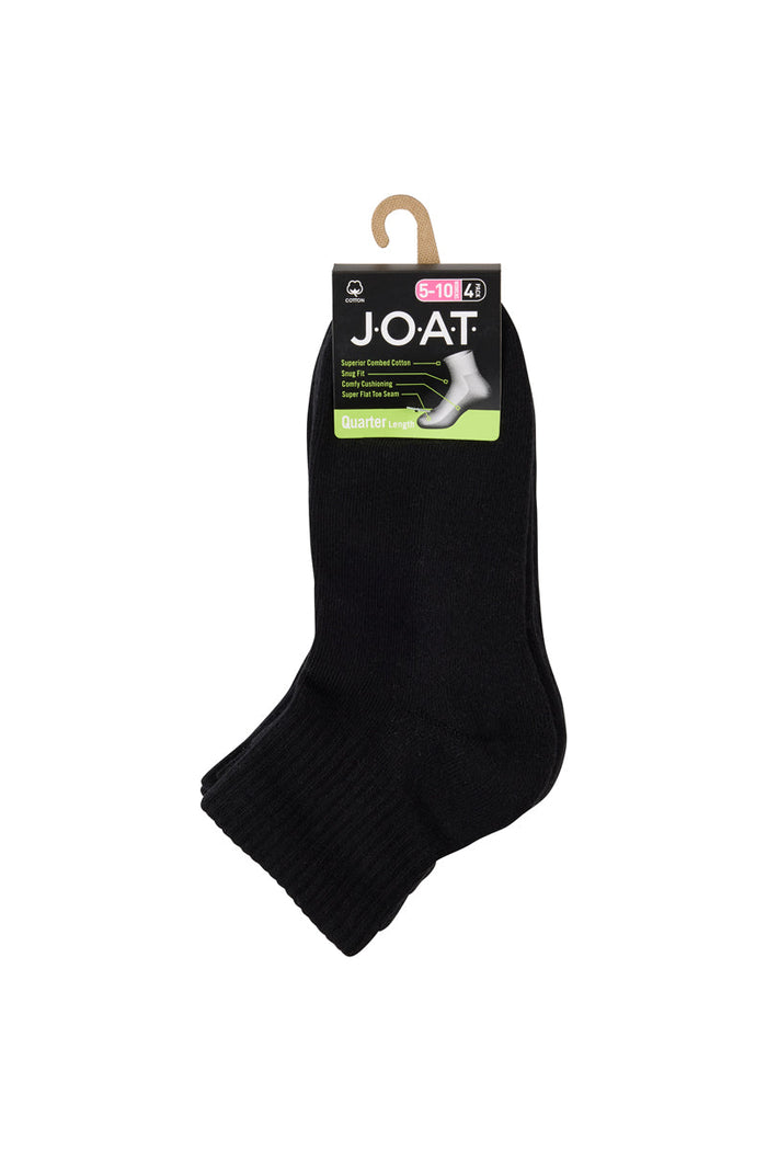 Sport 1/4 Crew- 4 Pack - Black