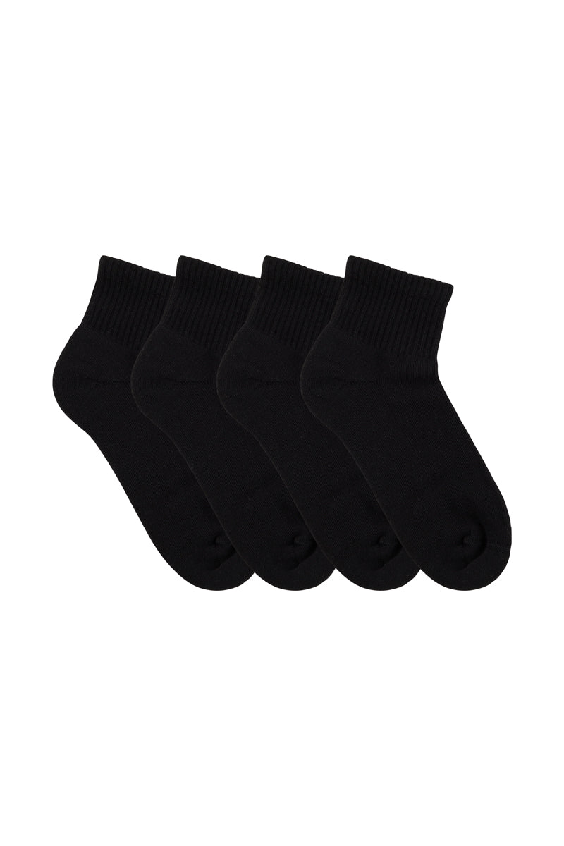 Sport 1/4 Crew- 4 Pack - Black