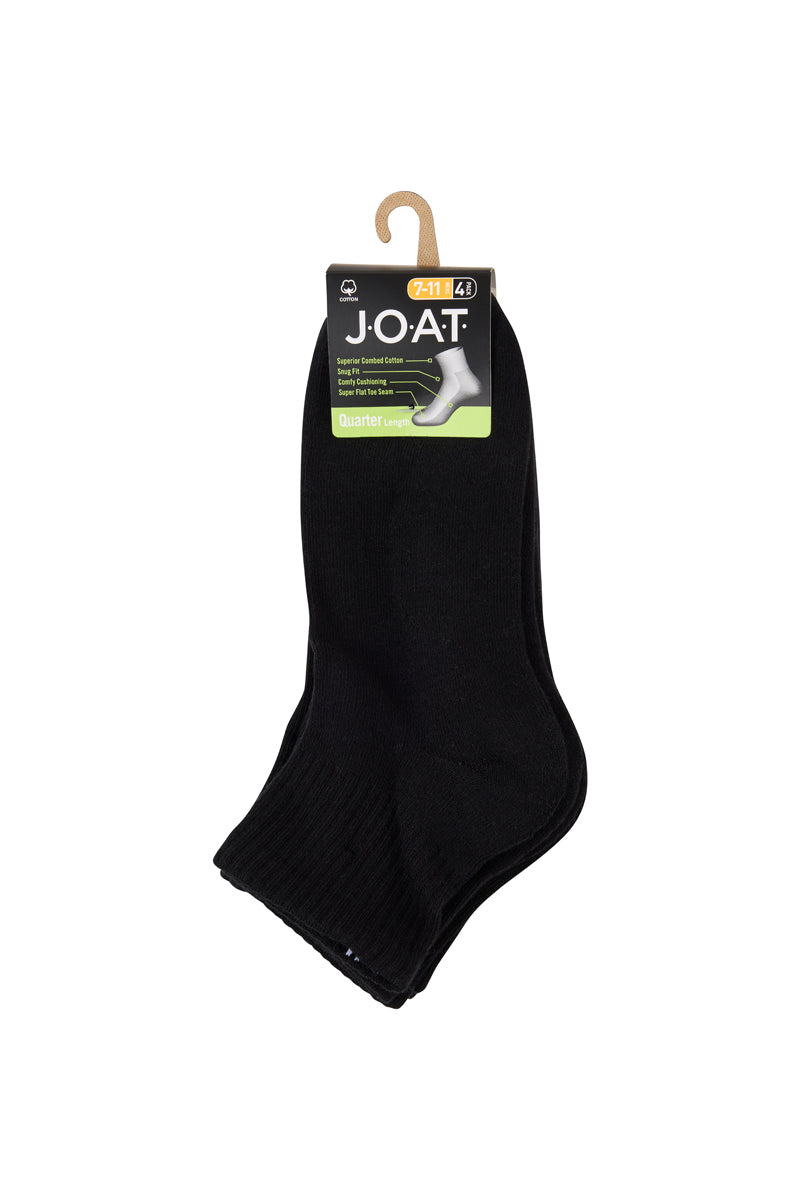 Sport 1/4 Crew- 4 Pack - Black