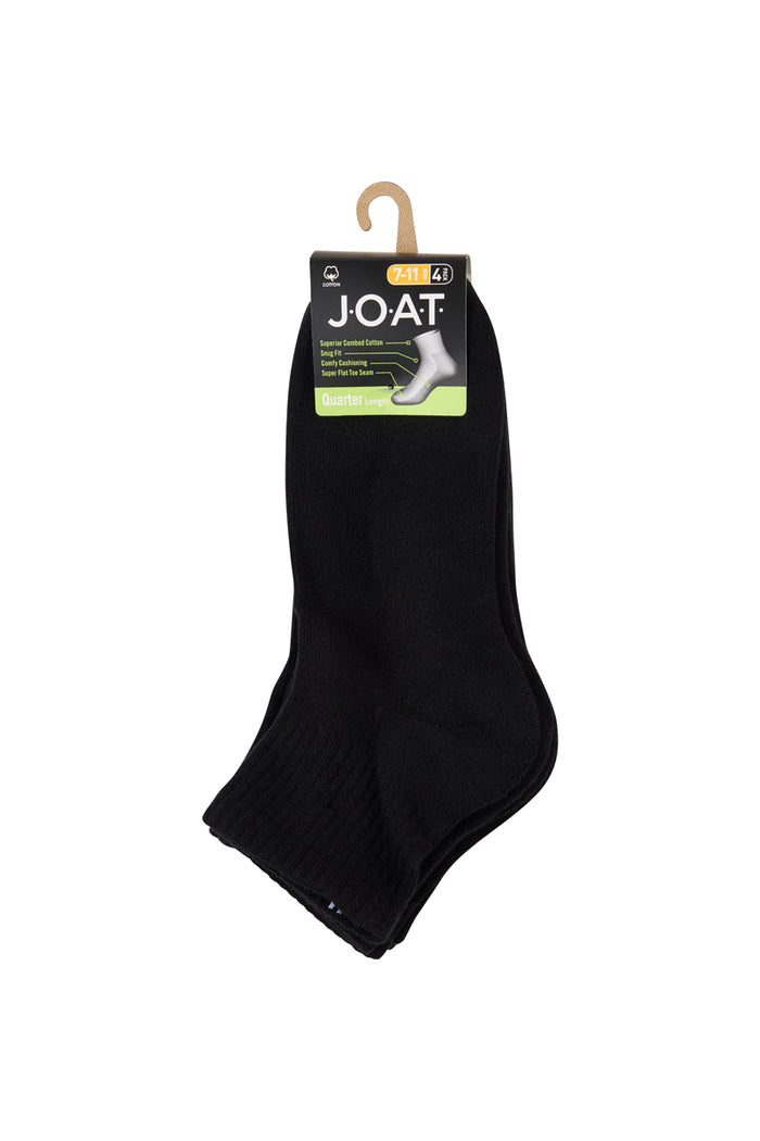 Sport 1/4 Crew- 4 Pack - Black
