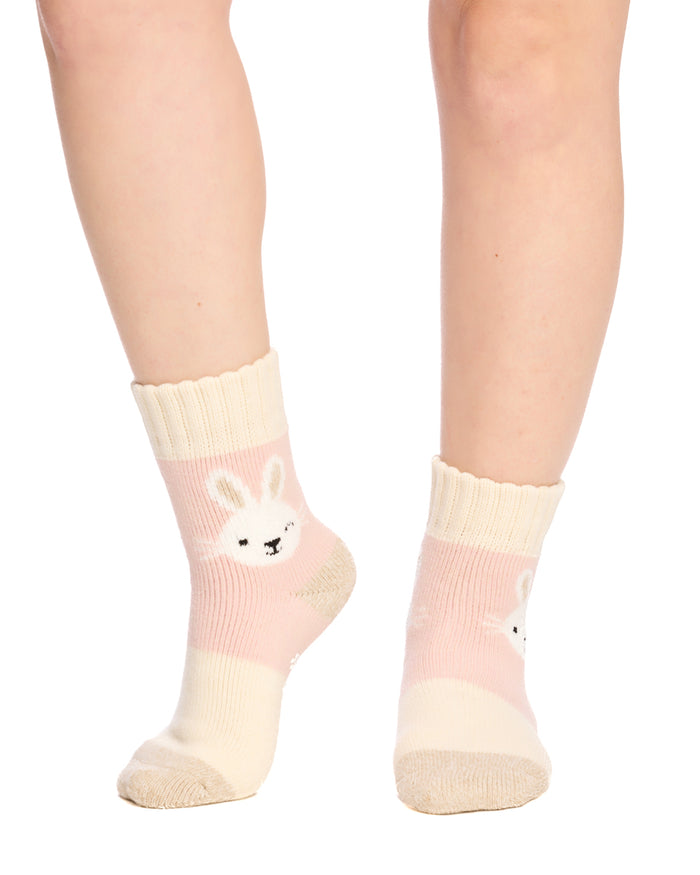 Brushed Thermal Hotty Socks- Pink Bunny