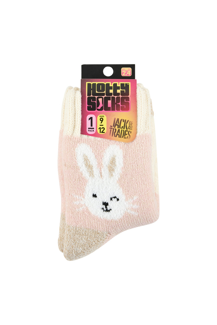 Brushed Thermal Hotty Socks- Pink Bunny