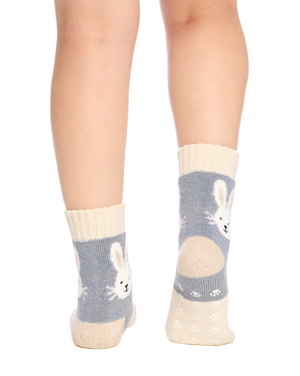 Brushed Thermal Hotty Socks- Blue Bunny