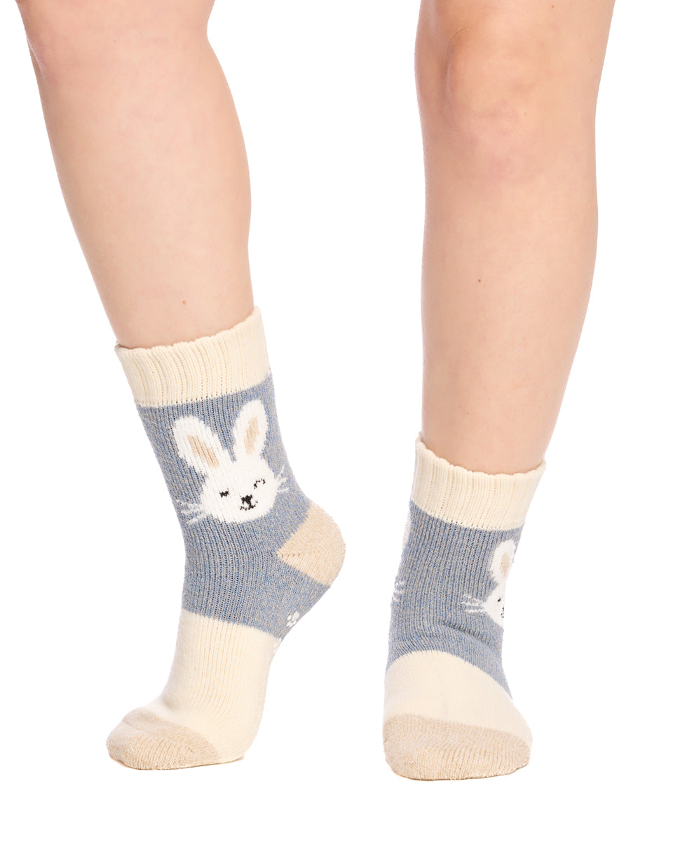 Brushed Thermal Hotty Socks- Blue Bunny