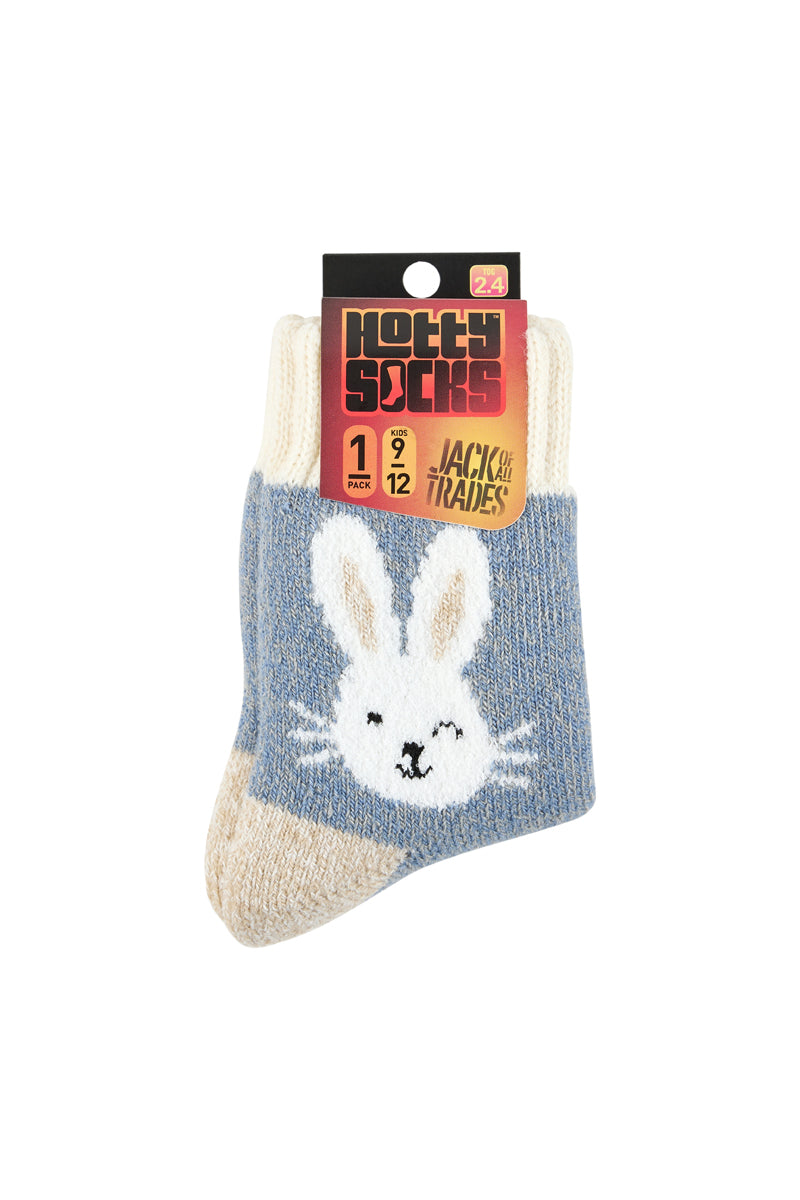 Brushed Thermal Hotty Socks- Blue Bunny