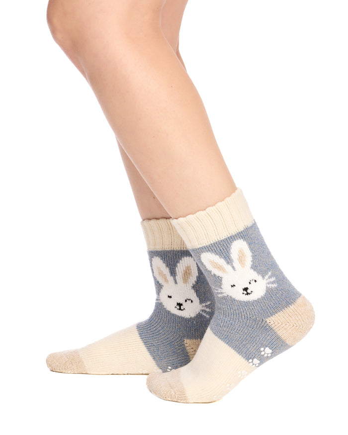 Brushed Thermal Hotty Socks- Blue Bunny