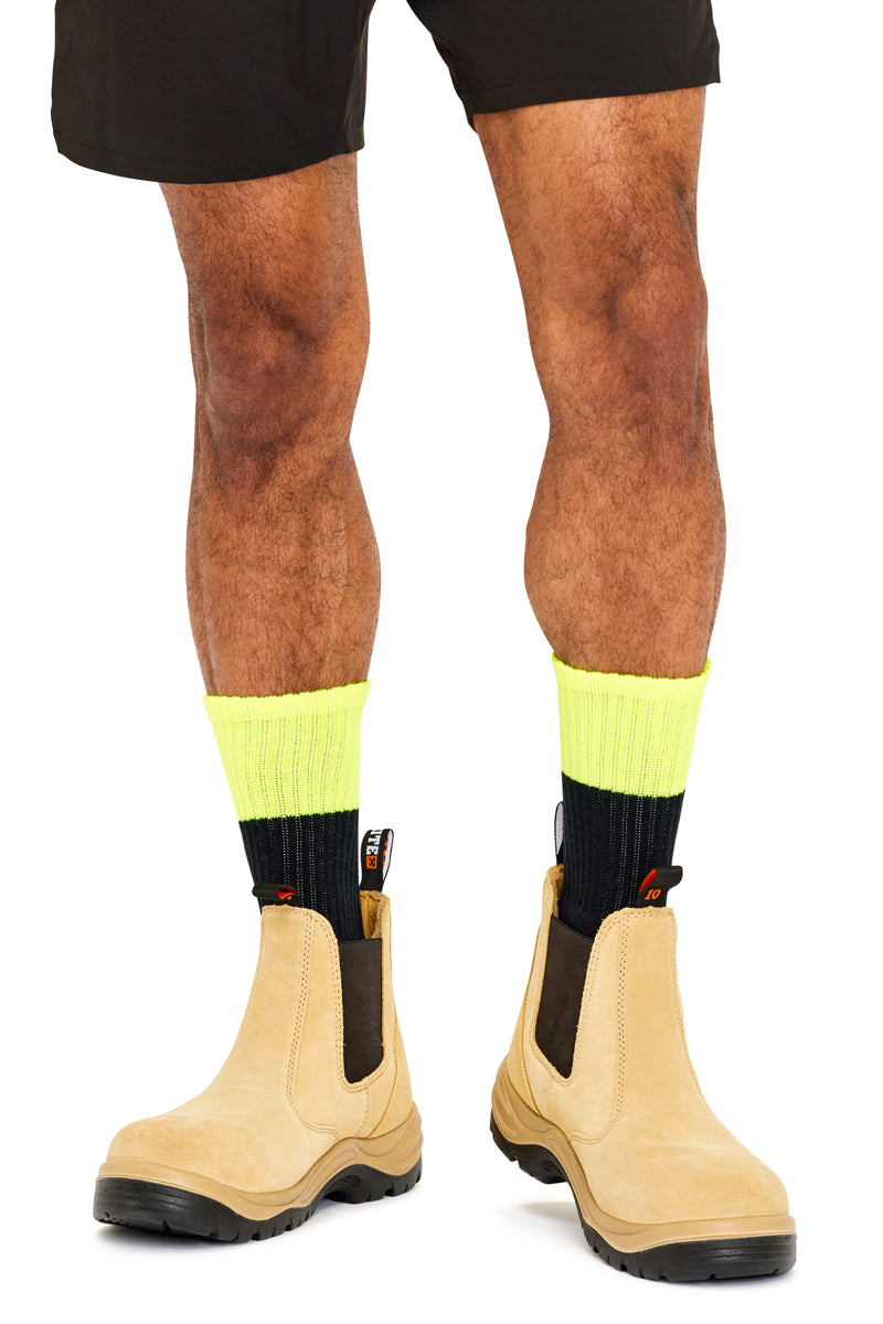 Men's Reinforced Work Socks - Black & Yellow- 3 Pack