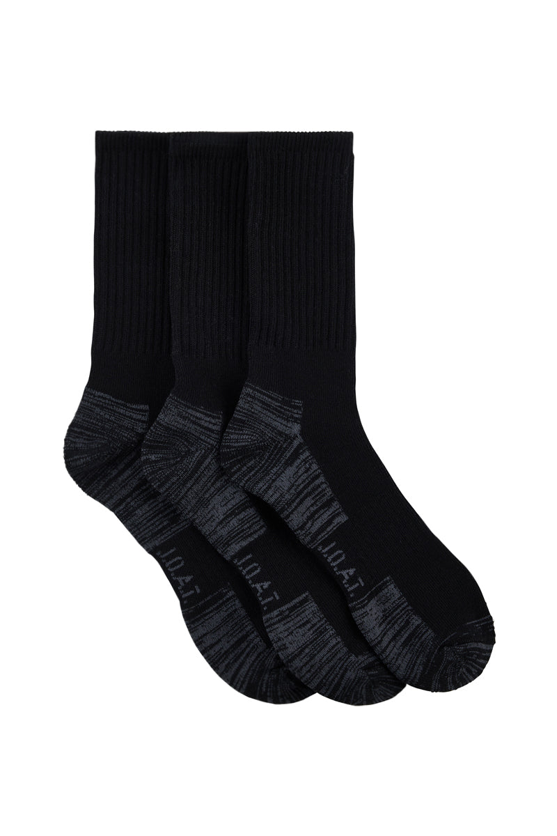 Reinforced Sport Crew - 3 Pack - Black