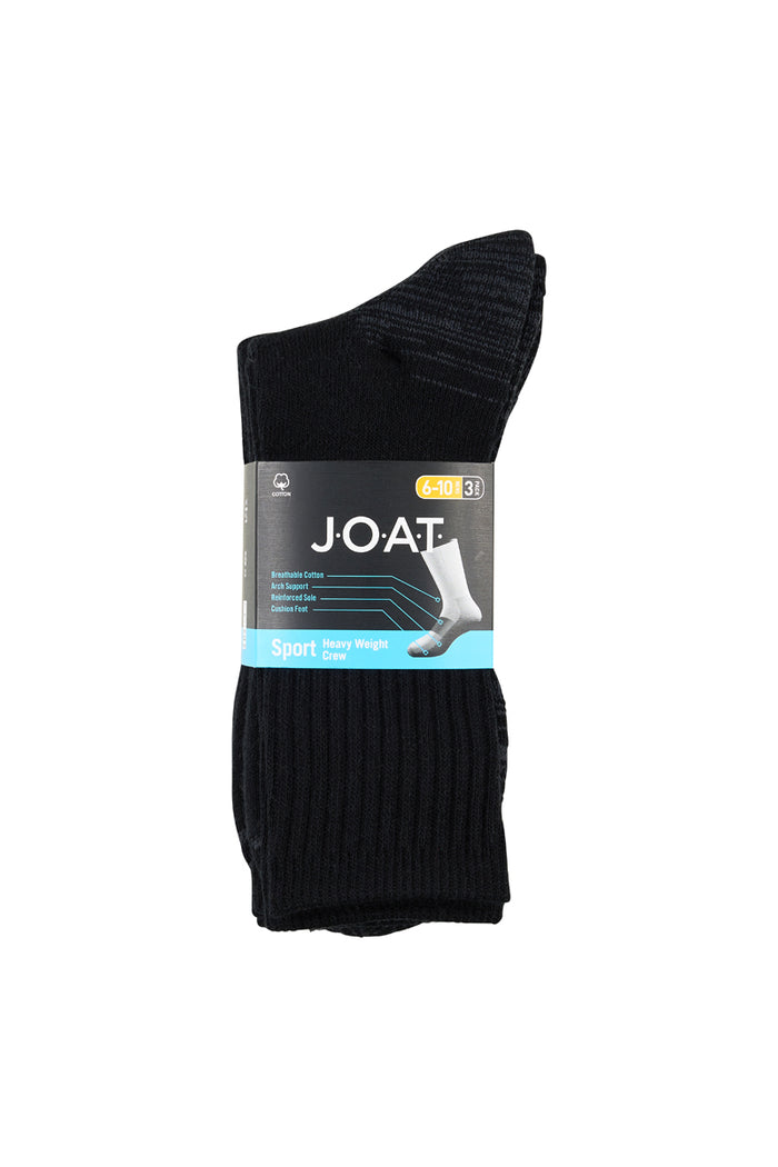 Reinforced Sport Crew - 3 Pack - Black