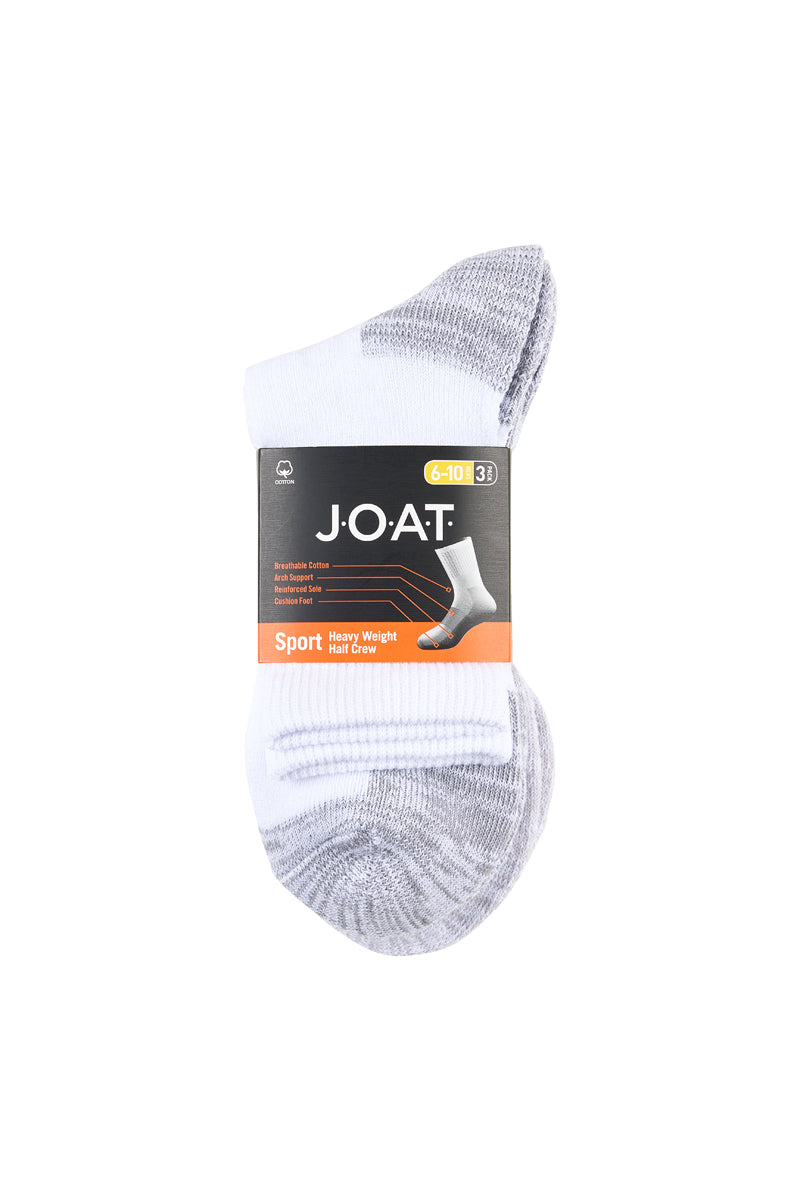 Reinforced Sport- Half Crew - 3 Pack- White