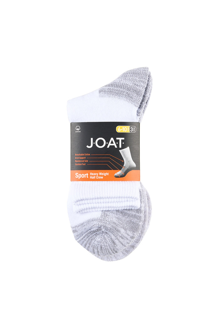 Reinforced Sport- Half Crew - 3 Pack- White