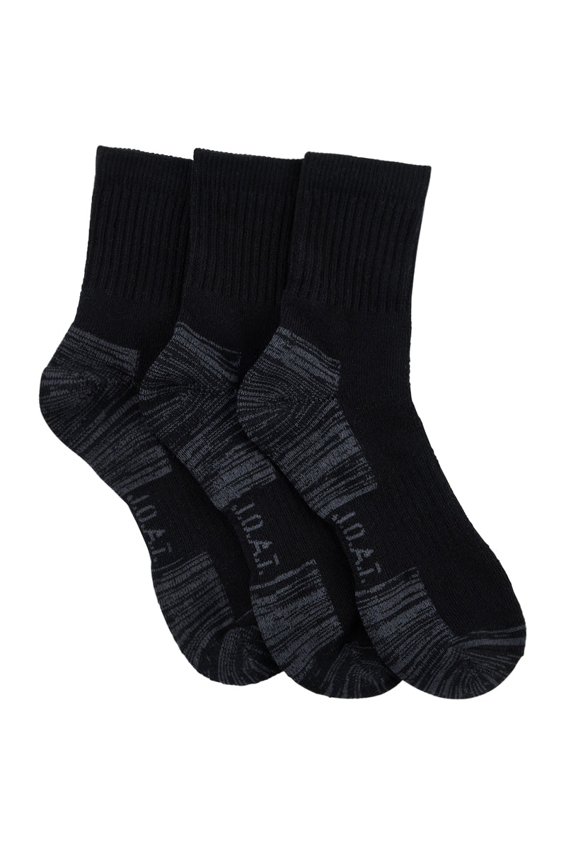 Reinforced Sport- Half Crew - 3 Pack- Black