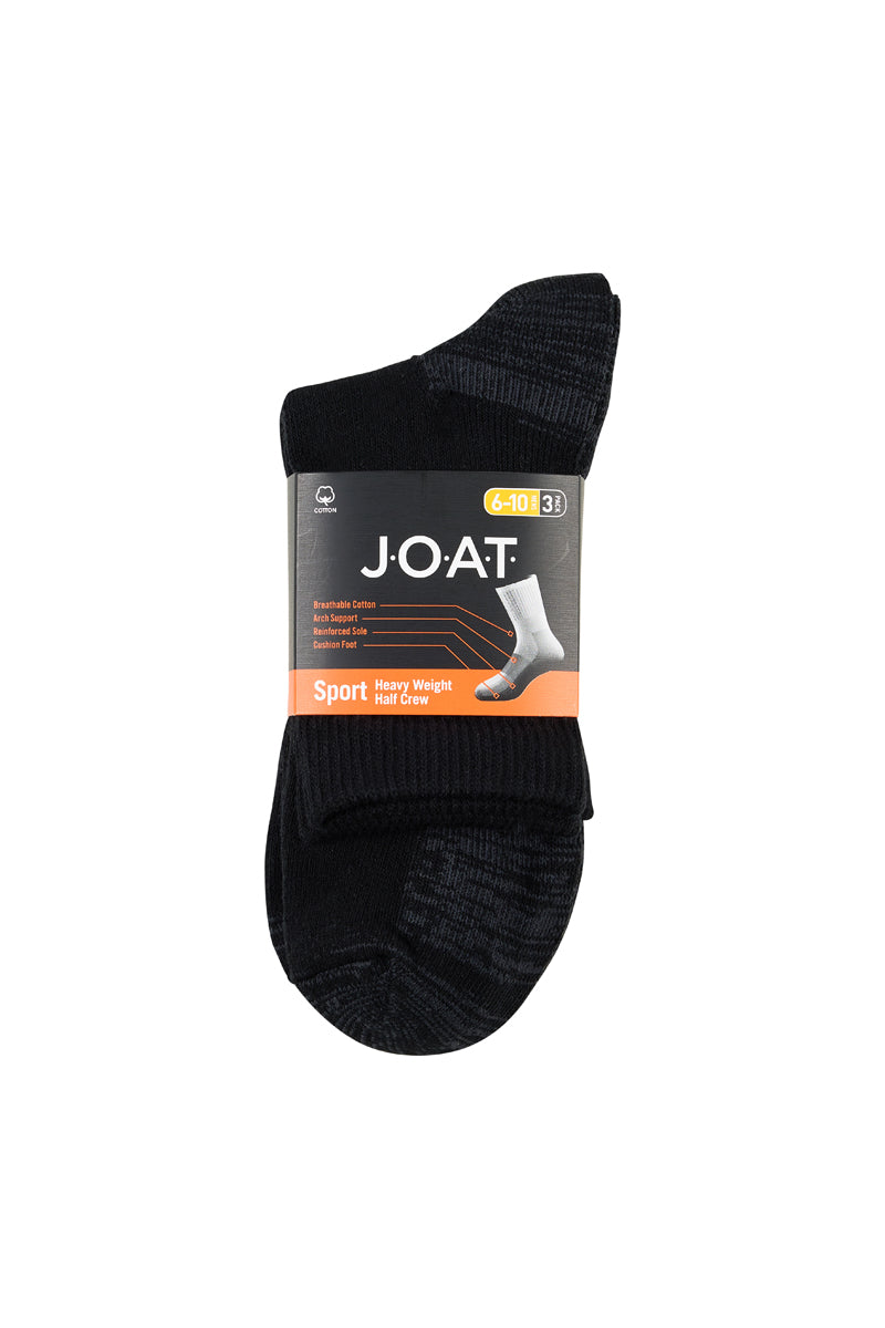 Reinforced Sport- Half Crew - 3 Pack- Black