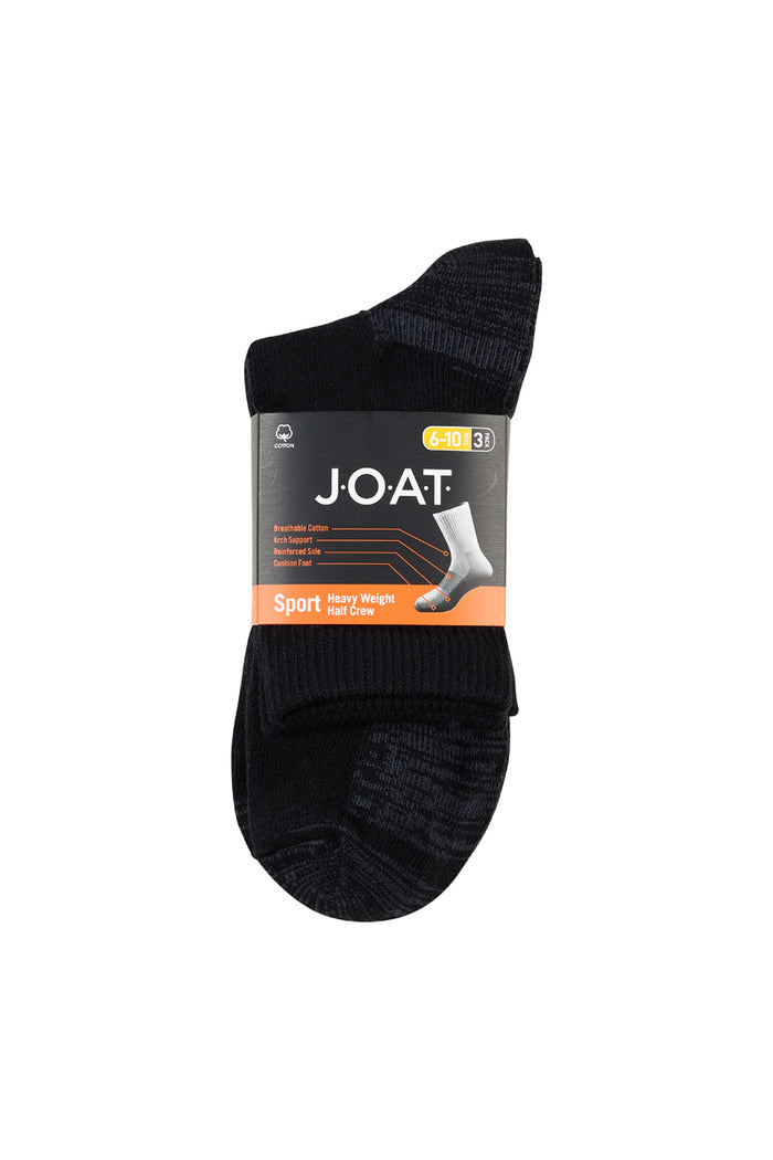 Reinforced Sport- Half Crew - 3 Pack- Black