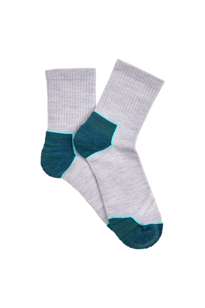 Women's Overlander® Merino Wool Athleisure Cropped Crew Socks- Grey Melange