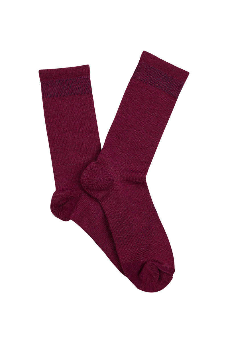 Men's Overlander® Merino Wool Lifestyle Crew Socks- Burgundy Melange