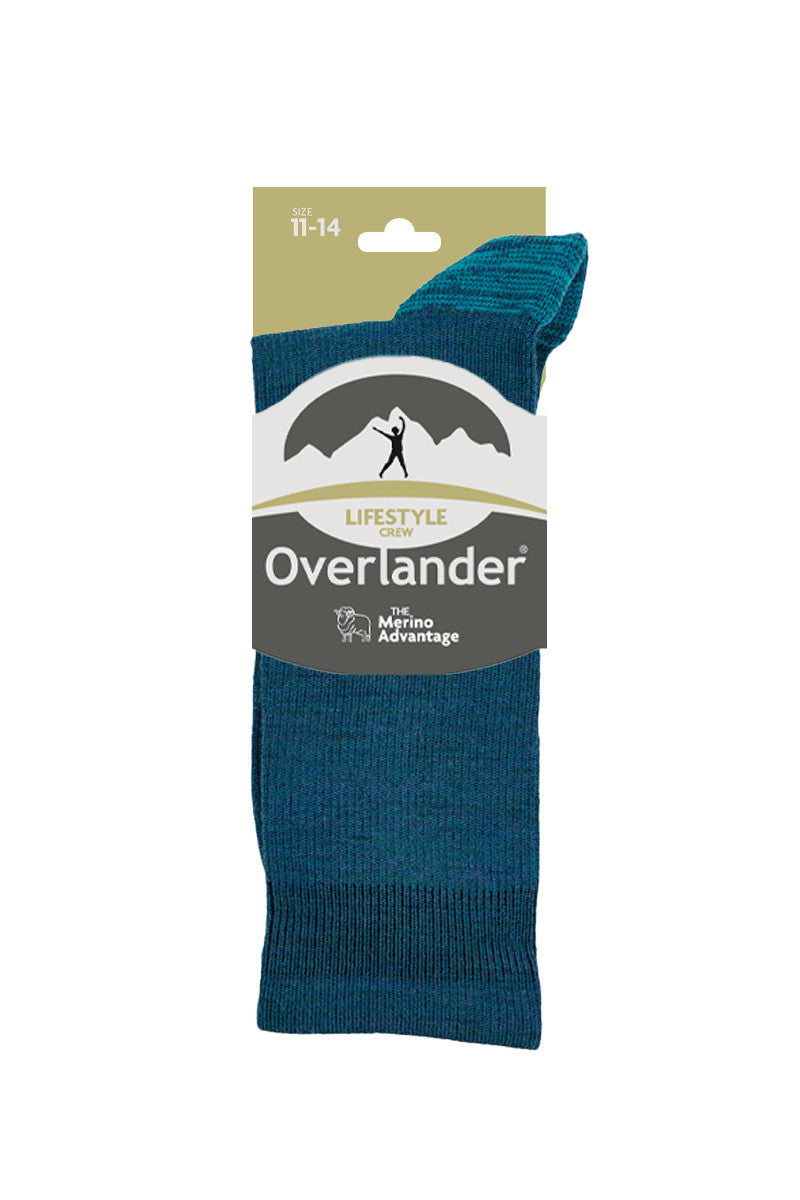 Women's Overlander® Merino Wool Lifestyle Crew Socks- Teal Melange