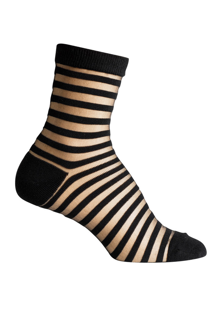 Sheer Socks - Stripe- Black