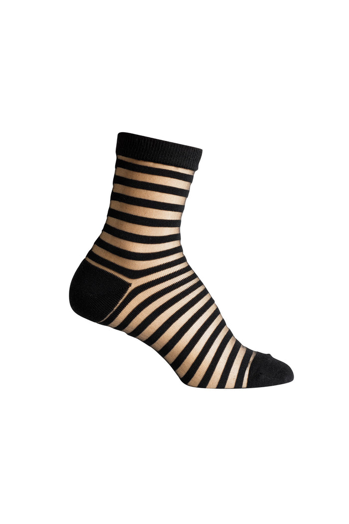 Sheer Socks - Stripe- Black