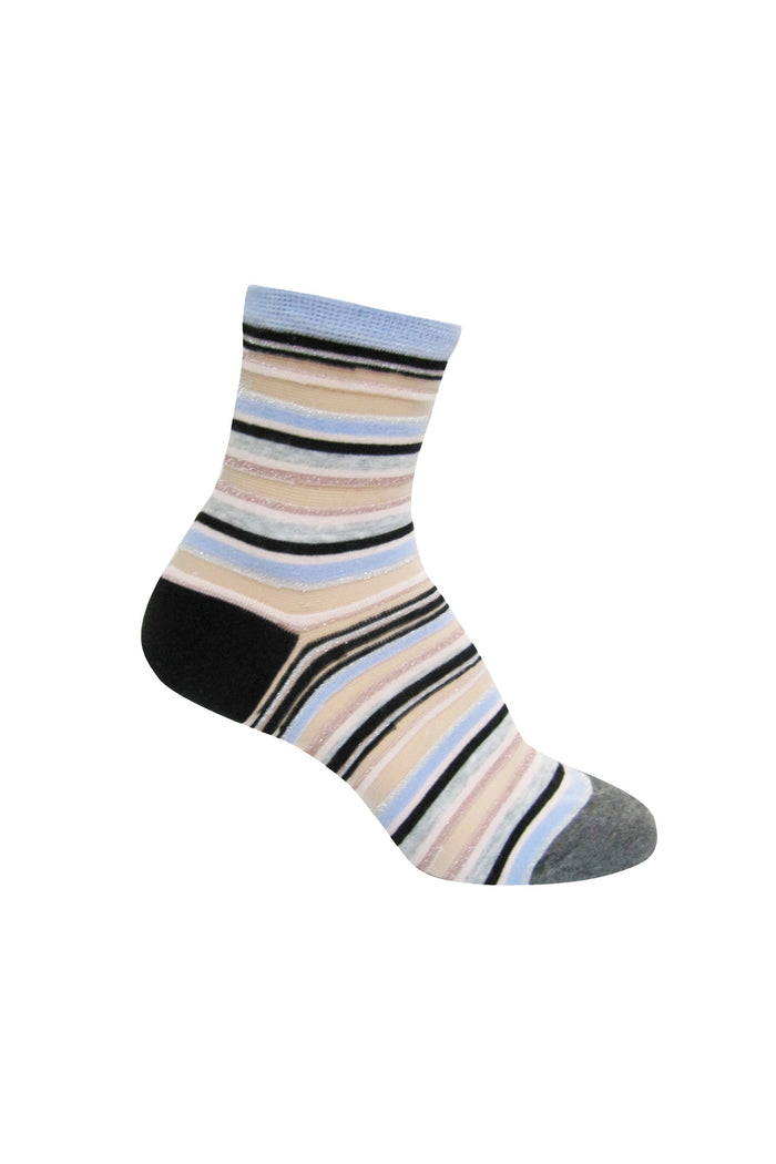 Sheer Socks- Metallic Stripe- Multicolour