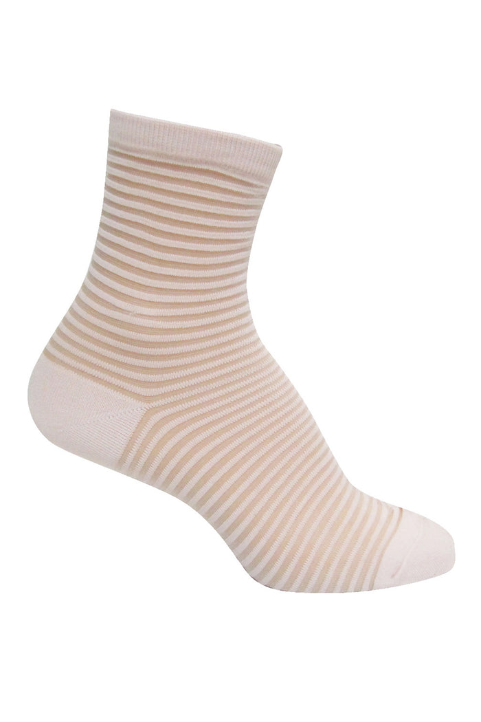 Sheer Socks- Metallic Stripe- Pale Pink